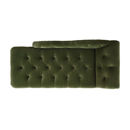 Tufted roll-arm chaise lounge in dark green velvet with premium foam on Tampa Home & Garden Store