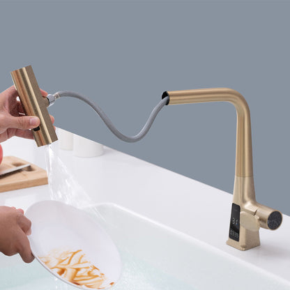 Waterfall Faucet With Display and Pull Down Spray