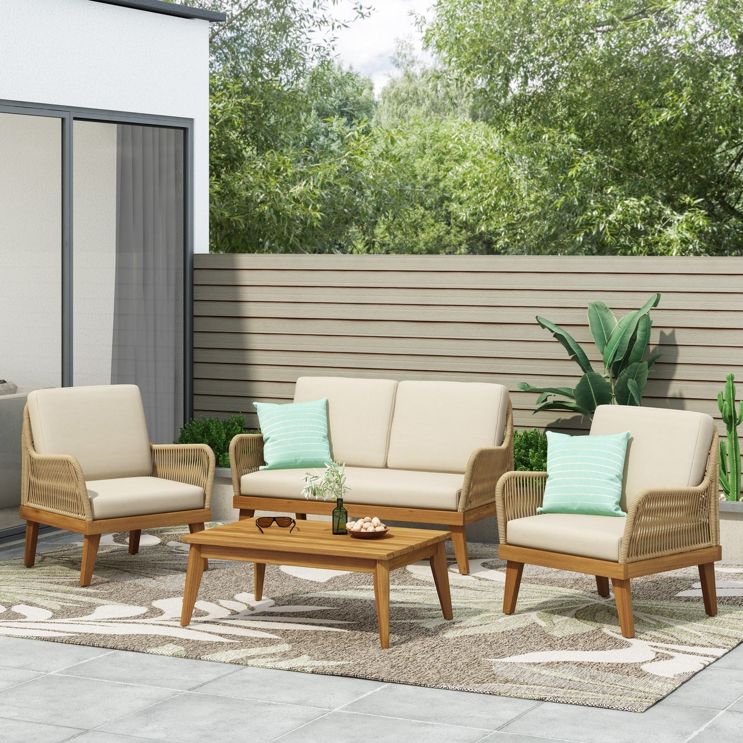 Hueber 4 Seater Outdoor Chat Set And Cushions