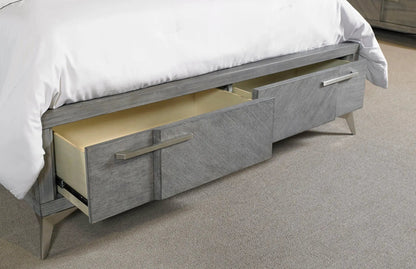 Storage Bed with Bookmatched Veneer and Drawers
