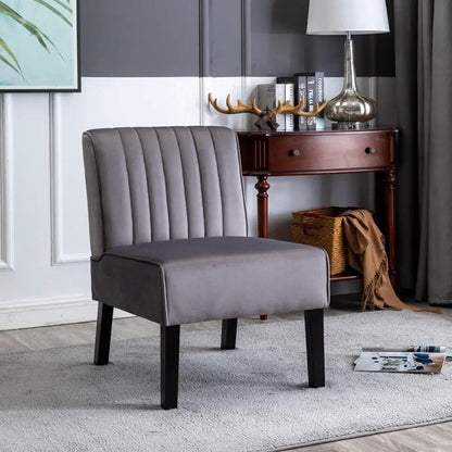 Reese mid-century modern accent chairs set of 2 with gray velvet upholstery and black wood legs on Tampa Home & Garden Store