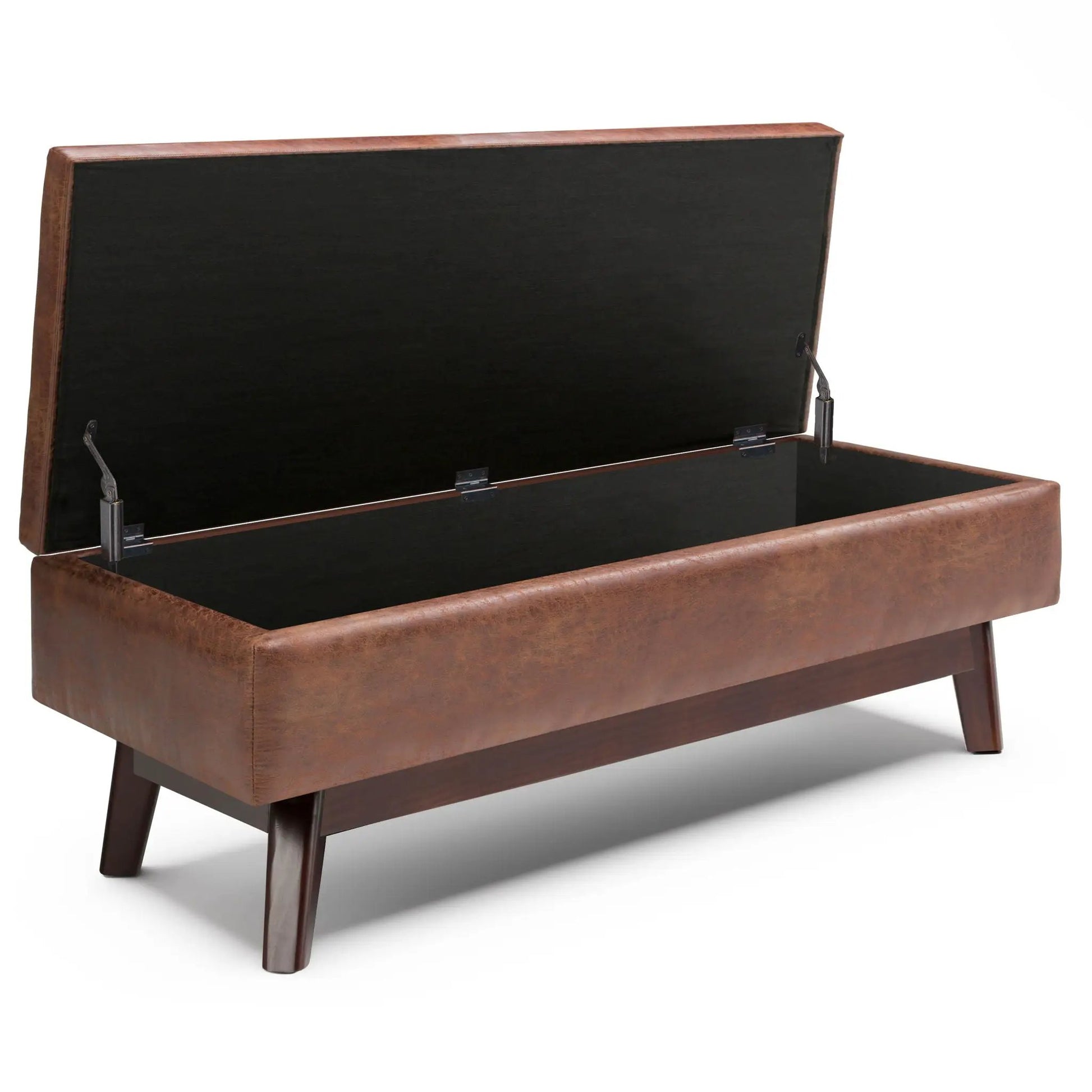 Owen storage ottoman in brown leatherette trim with black interior by Unique Piece Furniture on Tampa Home & Garden Store
