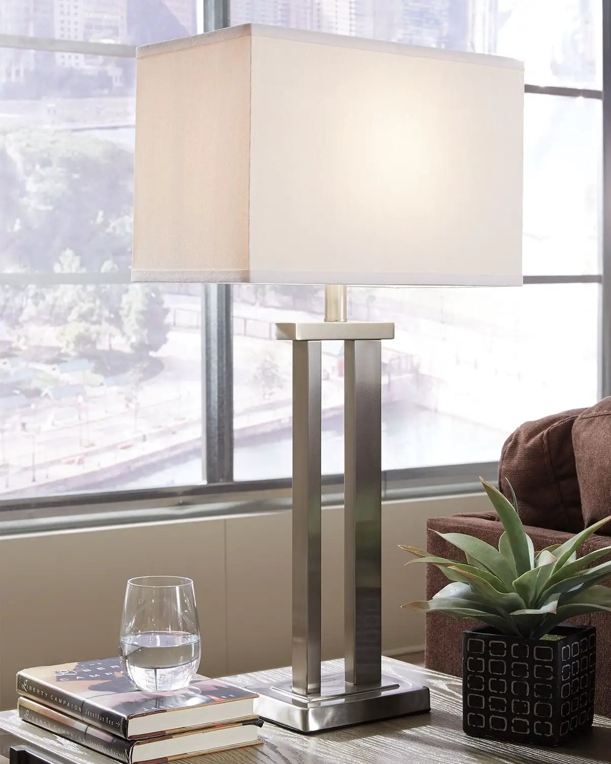 Aniela Metal Table Lamp Set of 2 Silver Finish