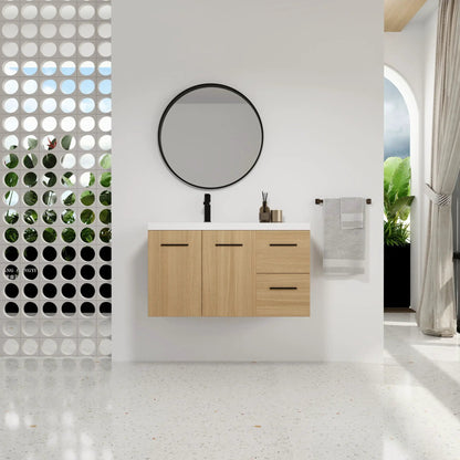 Wall Mounted Floating Vanity Sink and Drawers