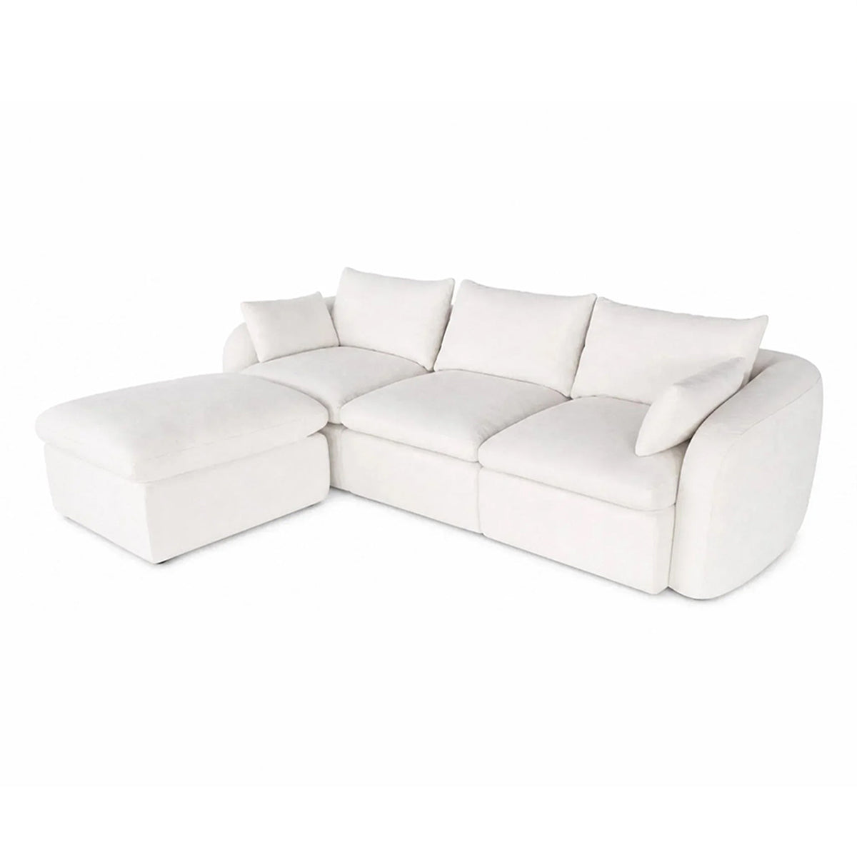 Fully Sponge Compressed Sectional Sofa by HouseOfZazla in white upholstery with plush cushions on Tampa Home & Garden Store