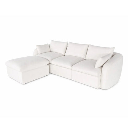 Fully Sponge Compressed Sectional Sofa by HouseOfZazla in white upholstery with plush cushions on Tampa Home & Garden Store