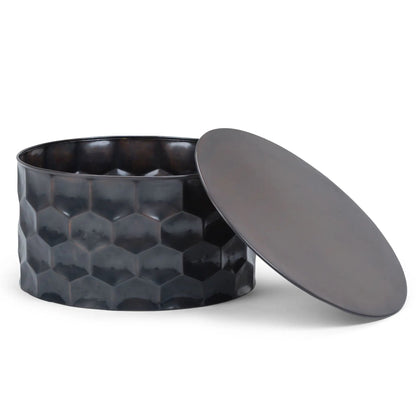 Whitney Handcrafted Metal Storage Table black with hammered texture and removable lid on Tampa Home & Garden Store