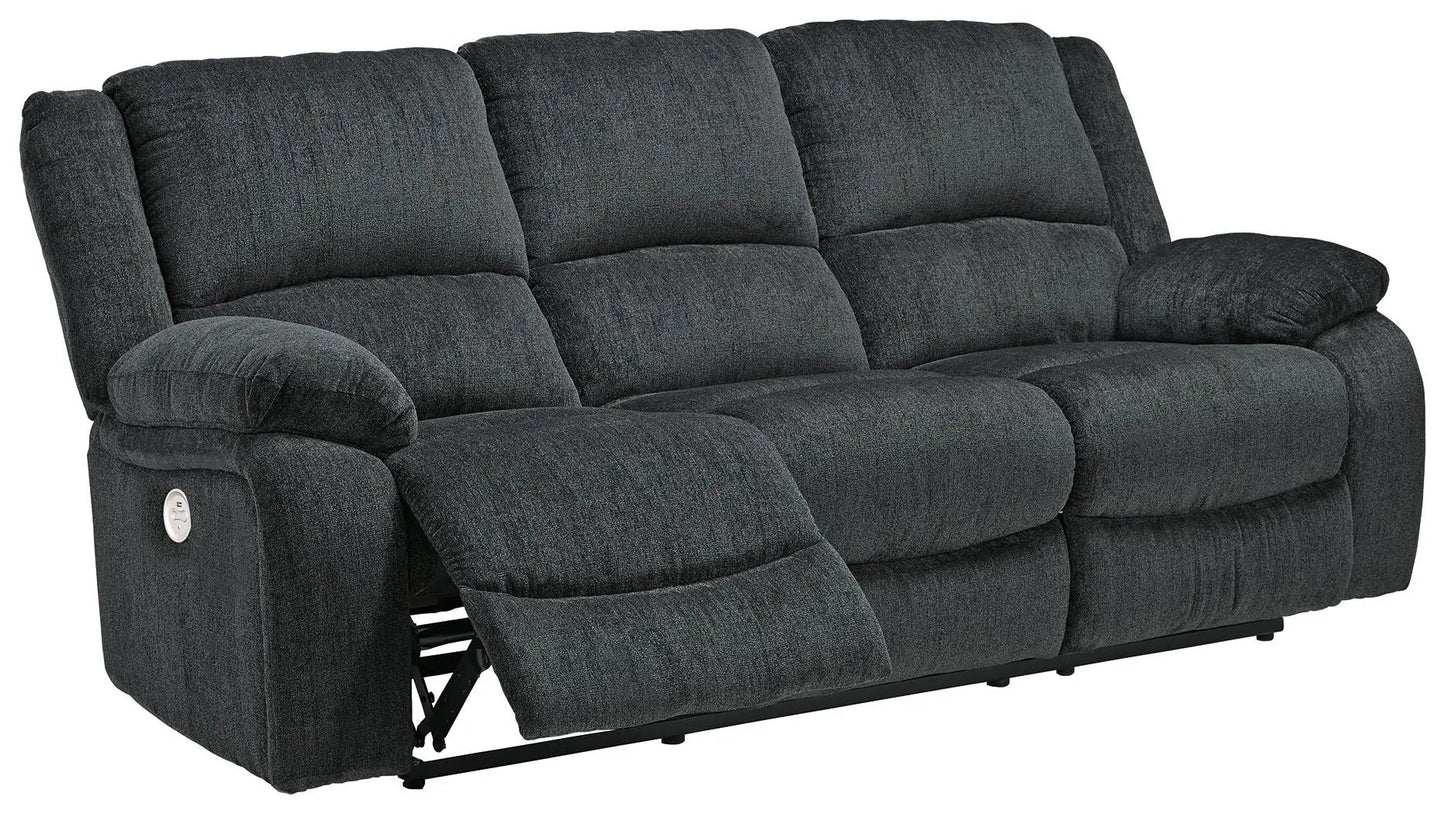 Draycoll reclining sofa, 3-seat dark gray textured fabric with manual recline on Tampa Home & Garden Store