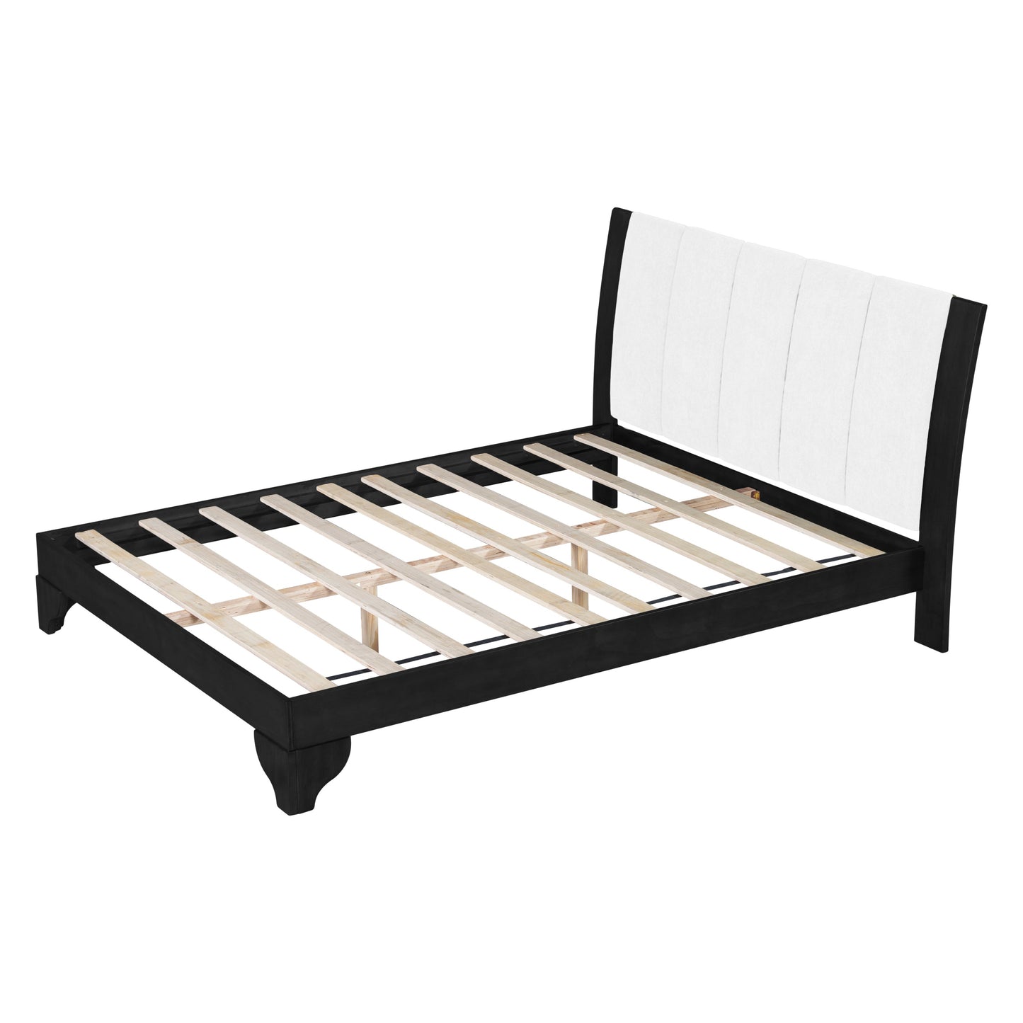 Solid Black and White Pine Queen Bed Frame