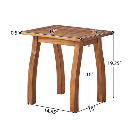 Patio end table in warm brown acacia wood with curved legs HouseOfZazla on Tampa Home & Garden Store