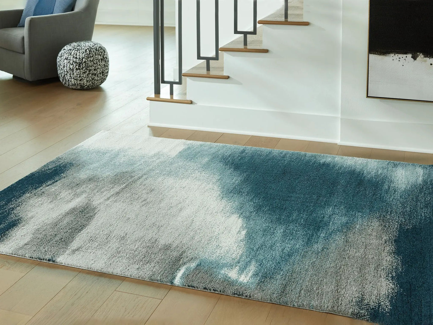 Brentward Blue Gray Ivory 8x10 Area Rug Style