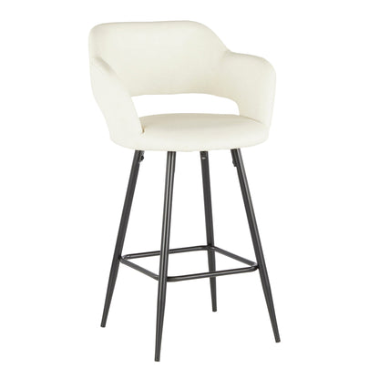 Margarite Contemporary Counter Stool Set with Metal Legs cream beige upholstery, dark gray legs on Tampa Home & Garden Store