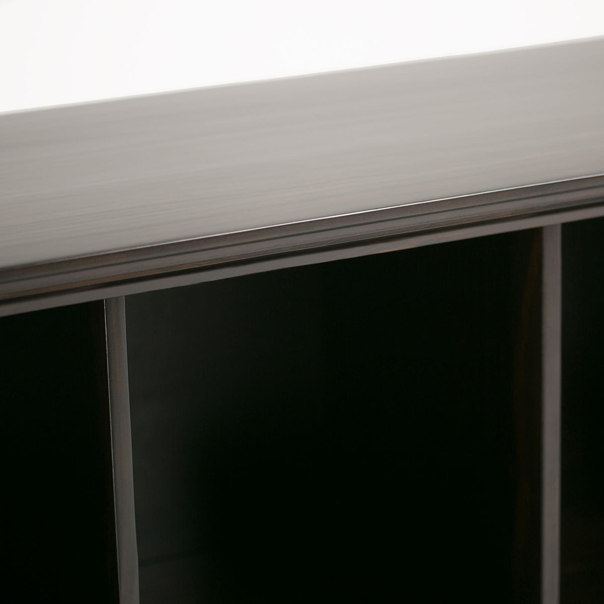 Amherst cube storage bookcase with white top and metal frame, dark backing on Tampa Home & Garden Store