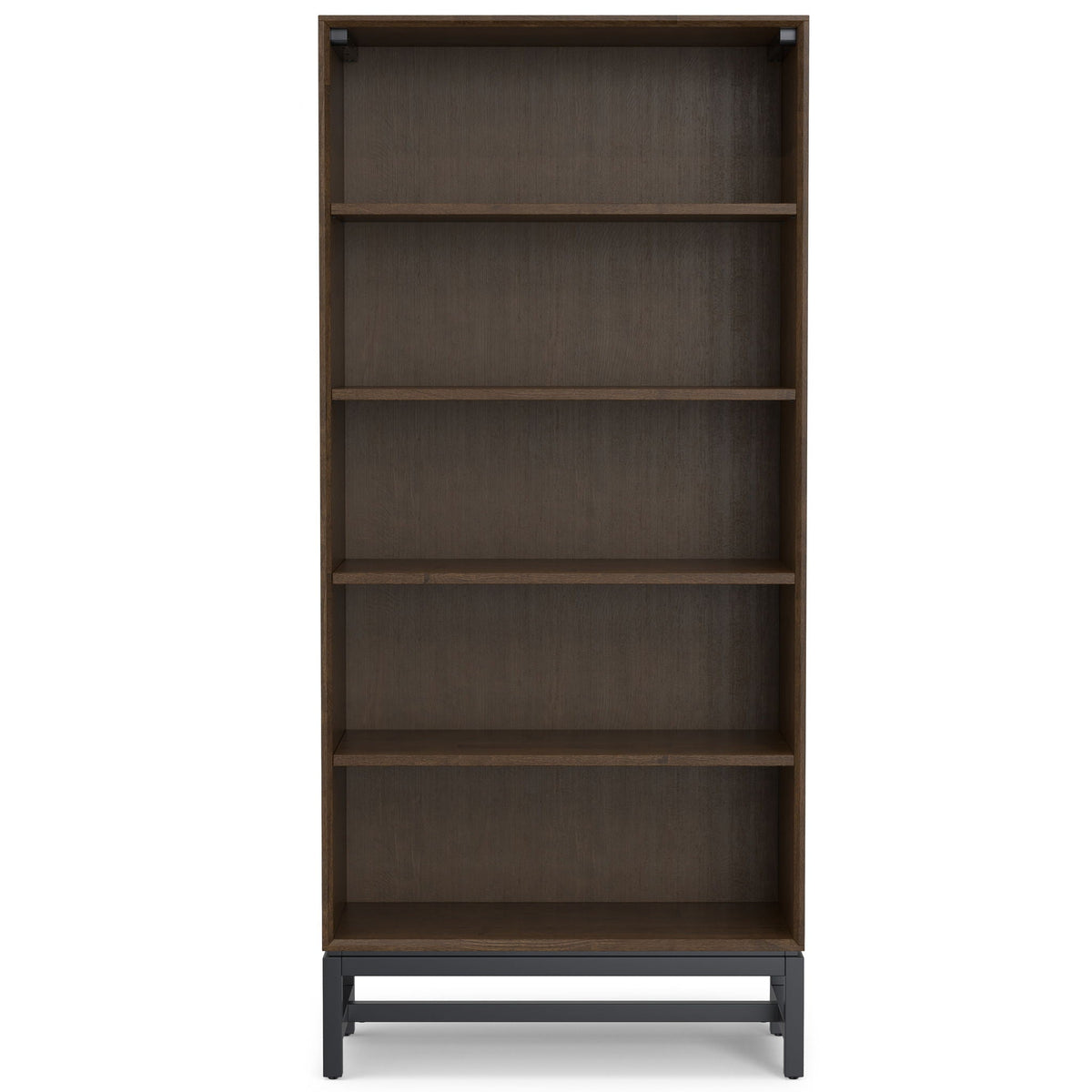 Handcrafted mid-century bookcase with 5 dark wood shelves Black metal base HouseOfZazla on Tampa Home & Garden Store
