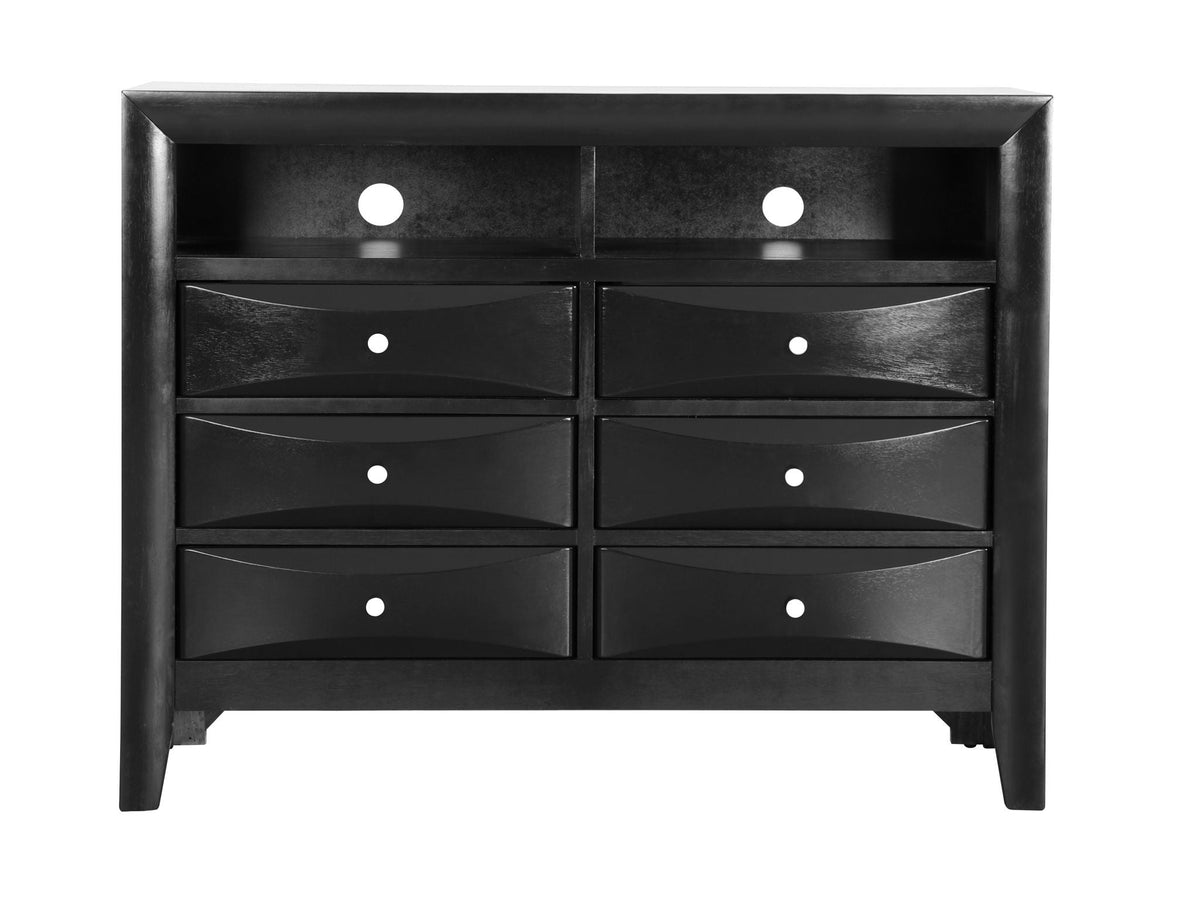 Media Chest by HouseOfZazla with black beveled fronts, two-column drawers and shelf on Tampa Home & Garden Store