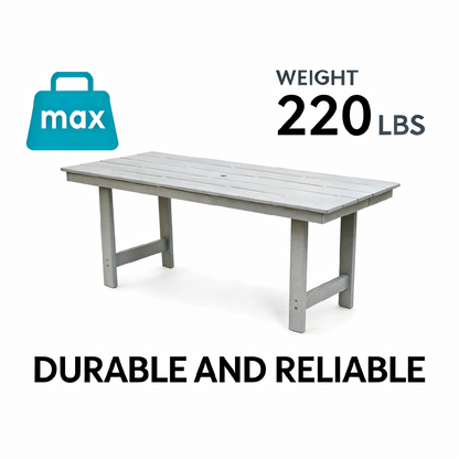 HDPE outdoor patio dining table in light gray, durable outdoor furniture on Tampa Home & Garden Store