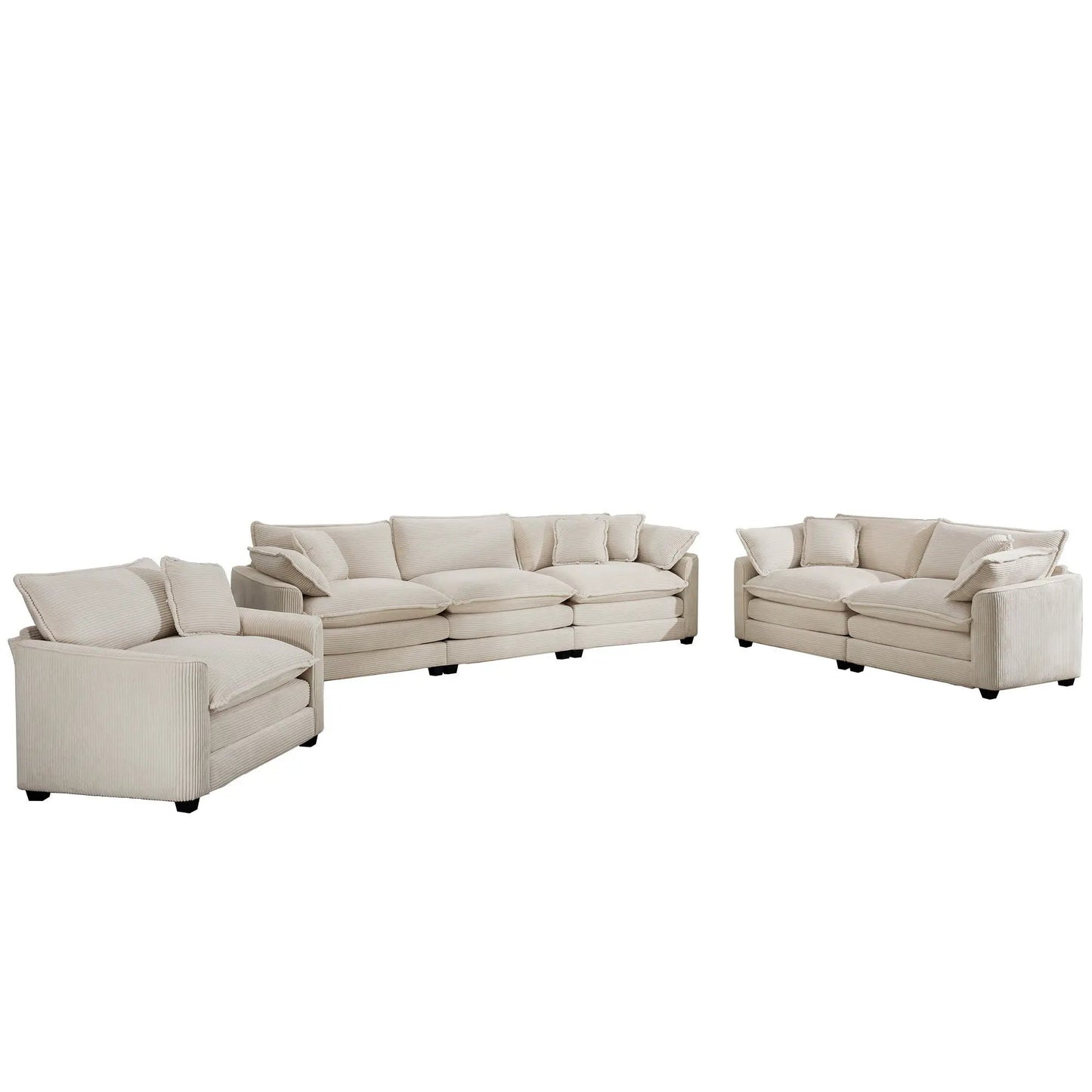 Elegant Sectional Sofa Set with Deep Seats