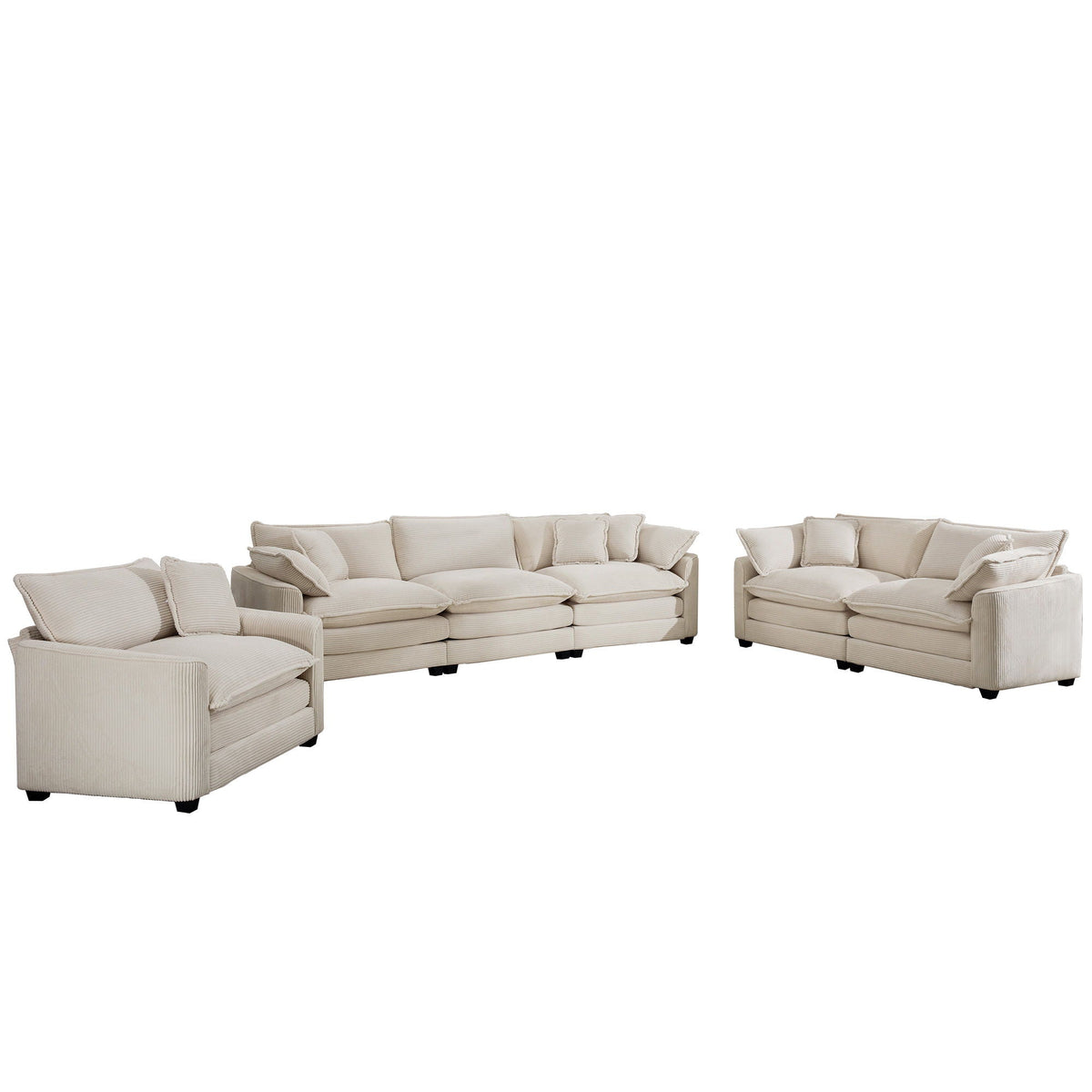 3 Piece Living Room Sets beige oversized sectional sofa with deep seats HouseOfZazla on Tampa Home & Garden Store
