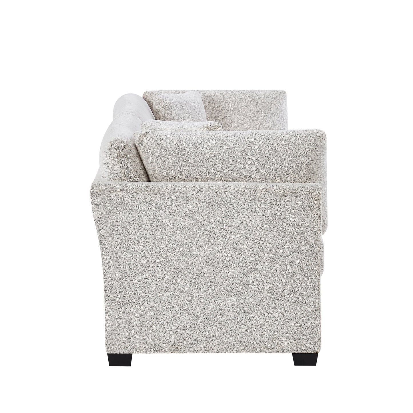 Compact Modern Flared Chenille Beige Sofa