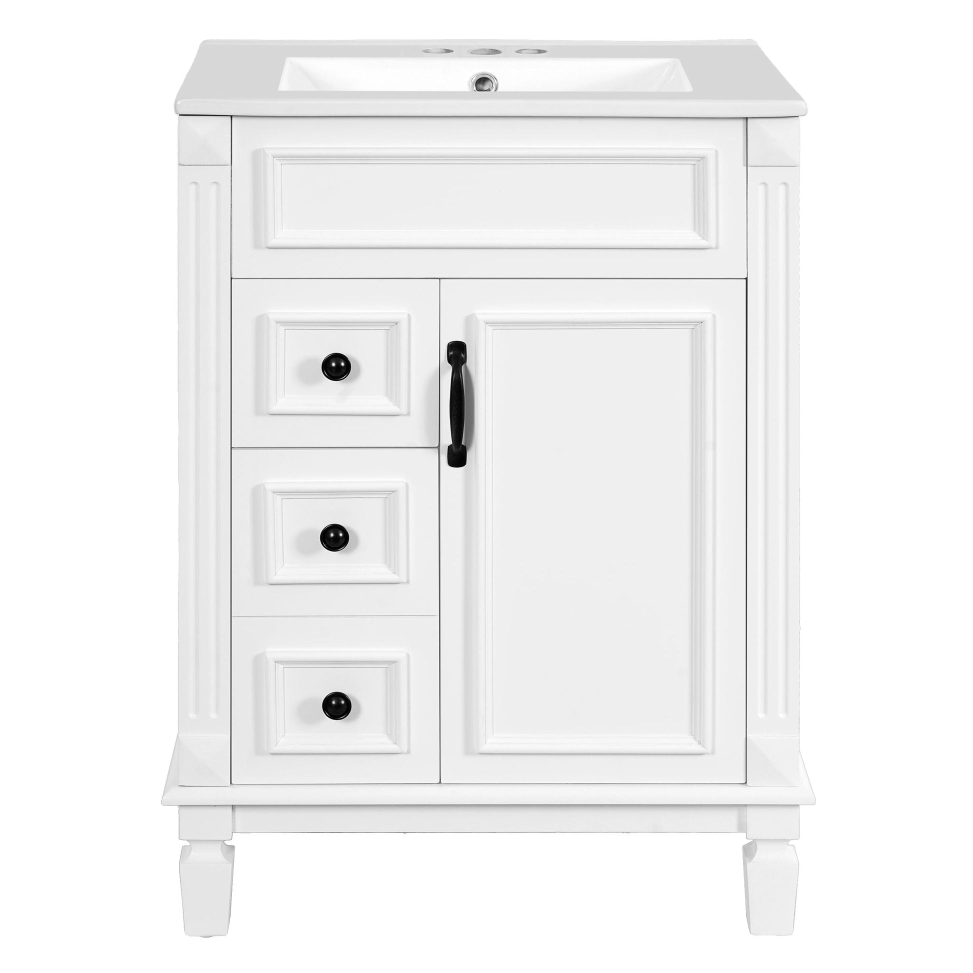 Bathroom vanity with sink, white, by Unique Piece Furniture, compact cabinet with 2 drawers on Tampa Home & Garden Store