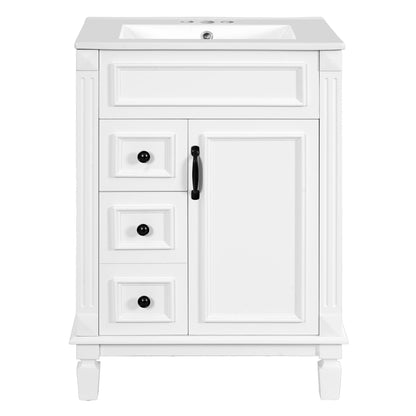 Bathroom vanity with sink, white, by Unique Piece Furniture, compact cabinet with 2 drawers on Tampa Home & Garden Store