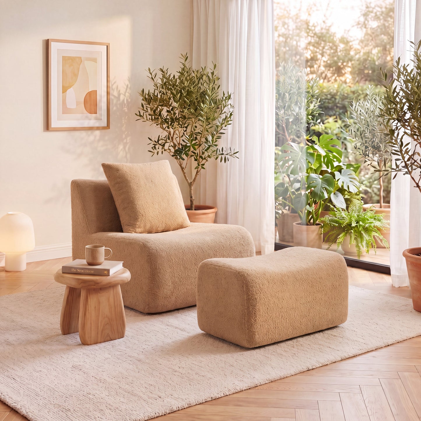 Soft Teddy Fabric and Modern Boneless Sofa