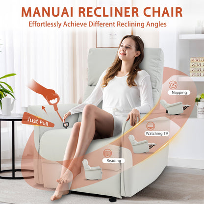 Manual Rocker Recliner Chair for Adults by HouseOfZazla, light gray fabric upholstery on Tampa Home & Garden Store