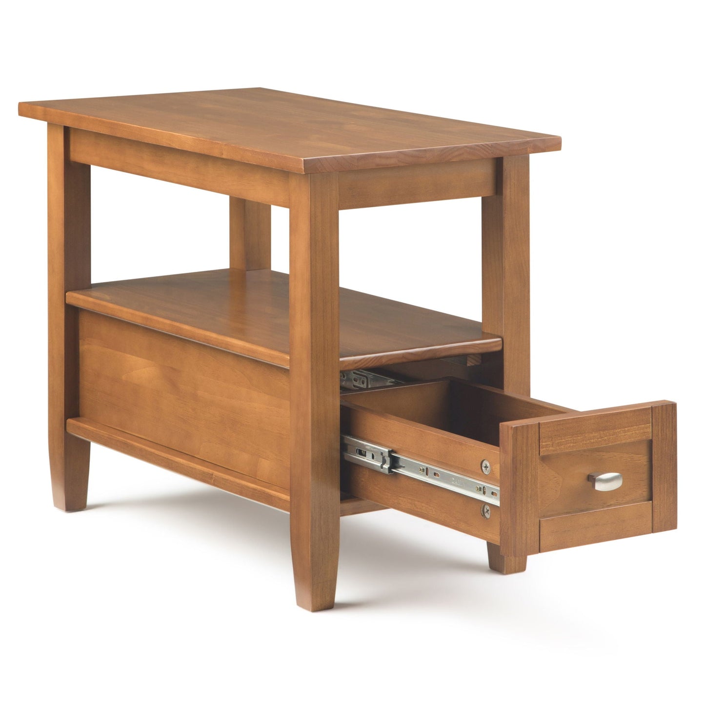 Warm Shaker handcrafted coffee table with two shelves and drawer, warm wood finish on Tampa Home & Garden Store