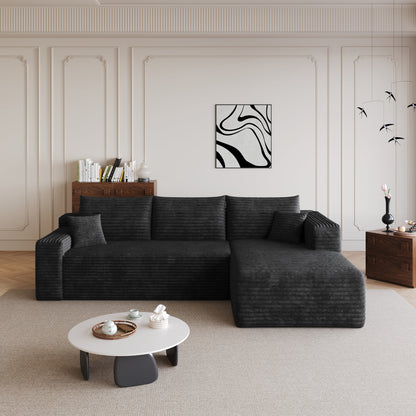 95in Cloud Sectional Sofa, L-shaped charcoal upholstered modern minimalist couch by HouseOfZazla on Tampa Home & Garden Store