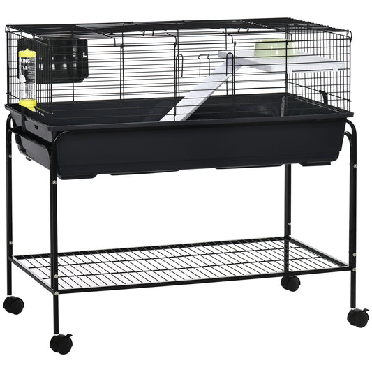 Pawhut two-story small animal cage on a wheeled stand with ramp and water bottle on Tampa Home & Garden Store