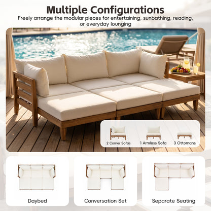 Topmax 6 Piece Acacia Wood Patio Sofa Set