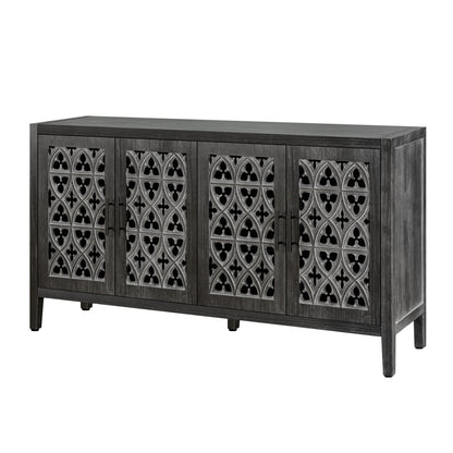 Hollow Four Door Antique Cabinet by HouseOfZazla; dark wood with Gothic lattice panel doors on Tampa Home & Garden Store
