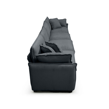 Modern Living Room Sofa 3 Pieces Set in gray ribbed fabric with plush cushions, HouseOfZazla on Tampa Home & Garden Store