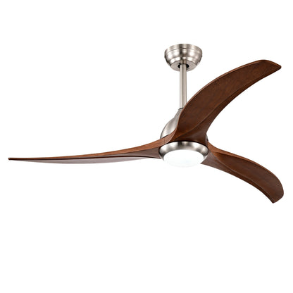52-inch solid wood blade ceiling fan with light and remote, HouseOfZazla, brushed nickel finish on Tampa Home & Garden Store