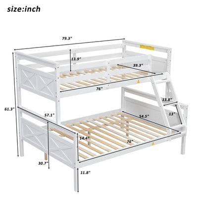 Bunk Bed With Ladder And Safety Guardrail, white finish, slatted beds, Unique Piece Furniture on Tampa Home & Garden Store