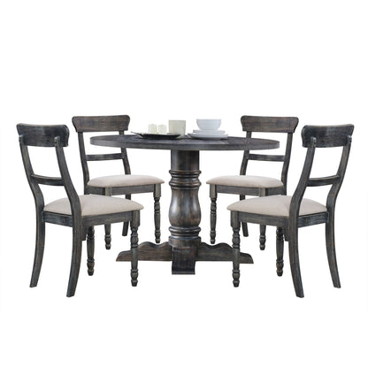 HouseOfZazla Linen Weathered Side Chair Set with padded seats around round table 6 chairs on Tampa Home & Garden Store