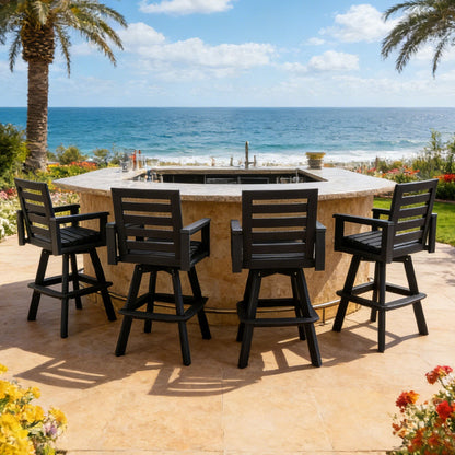 Outdoor Ladderback Swivel Chair and Thick Frame