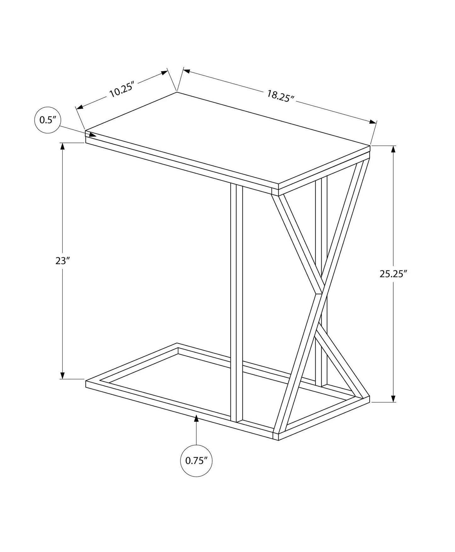 C Shaped Accent Table with Contemporary Design