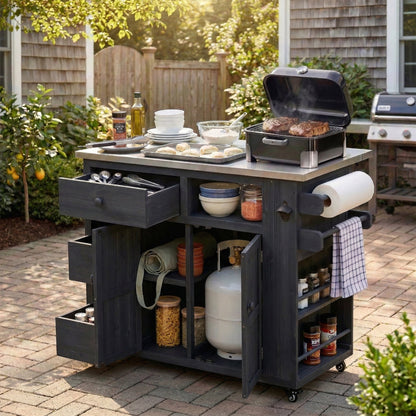 Extendable Outdoor Kitchen Island and Cart