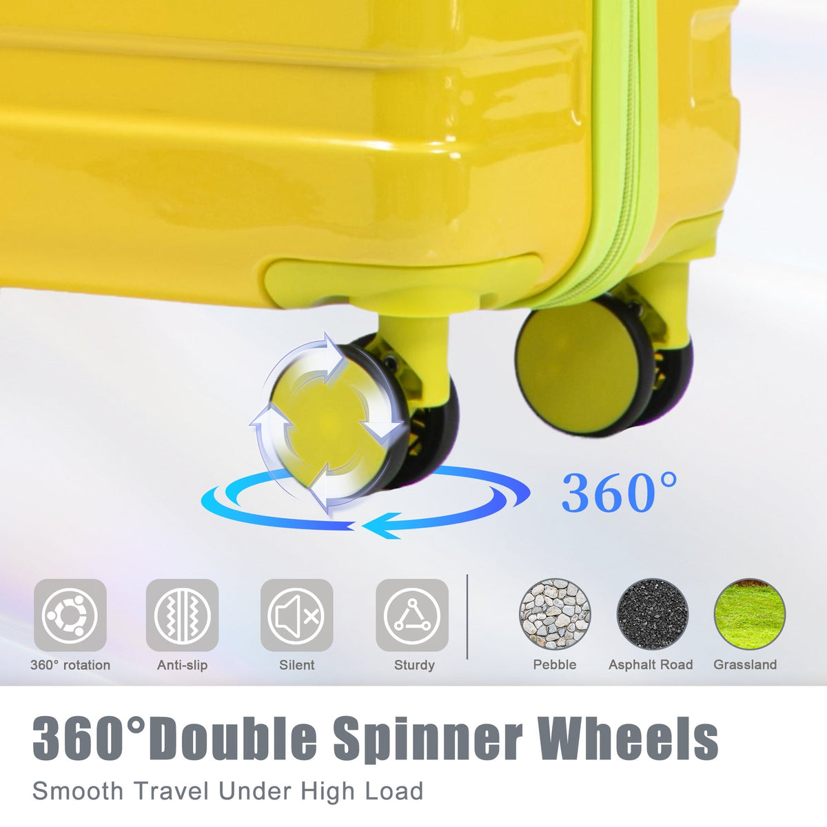 3-Piece PC Spinner Wheel Luggage Set Yellow and Green by HouseOfZazla on Tampa Home & Garden Store