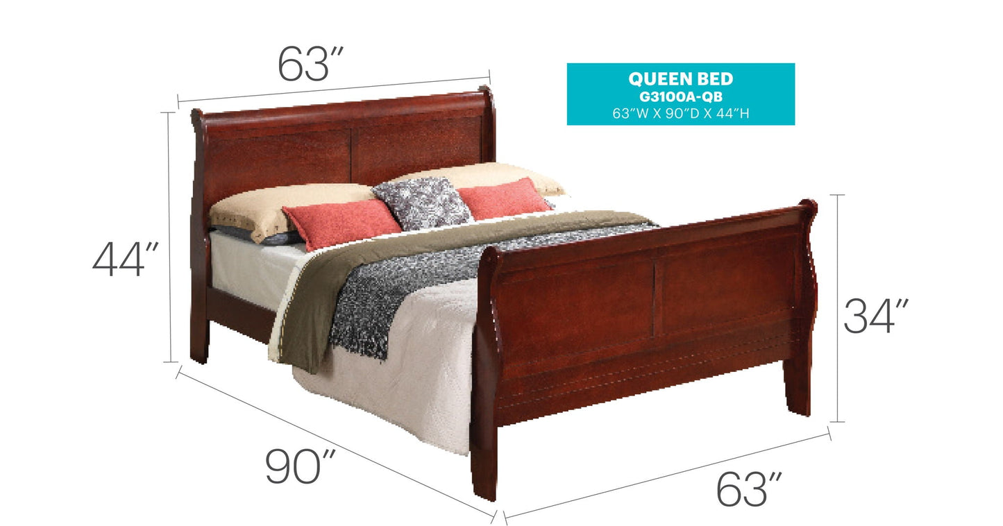 Panel Sleigh Bed by HouseOfZazla in dark brown wood, queen size 63W x 90D x 44H on Tampa Home & Garden Store