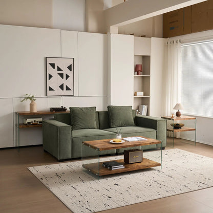 Durable Table For Living Room set of 2 glass-and-wood tables in a modern living room on Tampa Home & Garden Store