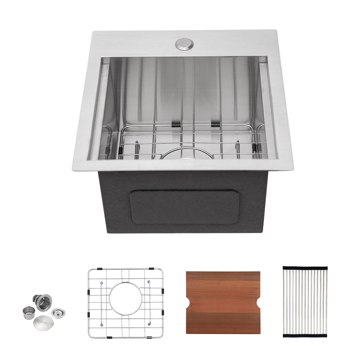 Drop-in stainless sink workstation by HouseOfZazla brushed nickel finish and accessories on Tampa Home & Garden Store
