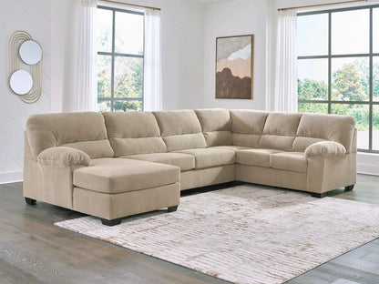 SimpleJoy Sectional beige corduroy sofa by Unique Piece Furniture in bright living room on Tampa Home & Garden Store