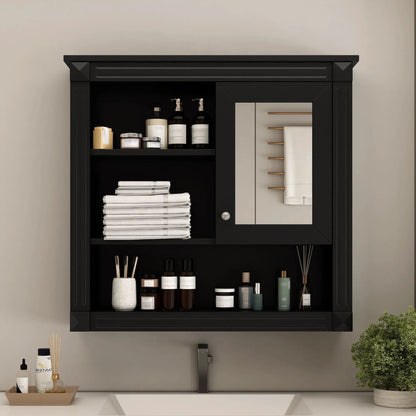 Wall Mounted Cabinet With Mirror and Shelves