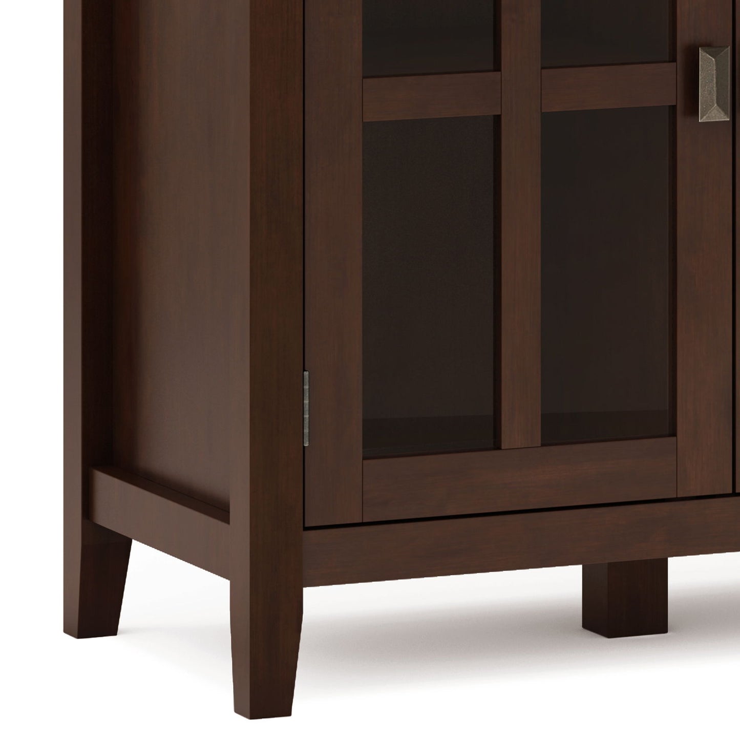 Artisan Wide 4-Door Storage Cabinet in dark walnut with glass panels by HouseOfZazla on Tampa Home & Garden Store