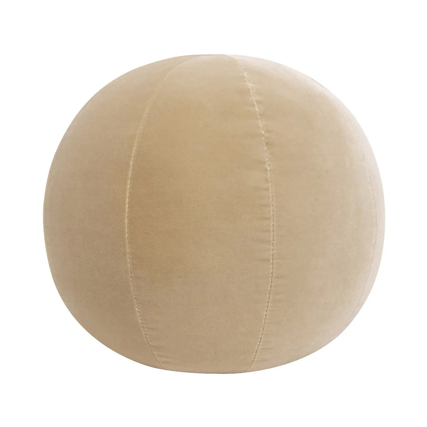 Luna Round Sphere Accent Ball Throw Pillow beige velvet with seam panels Unique Piece Furniture on Tampa Home & Garden Store