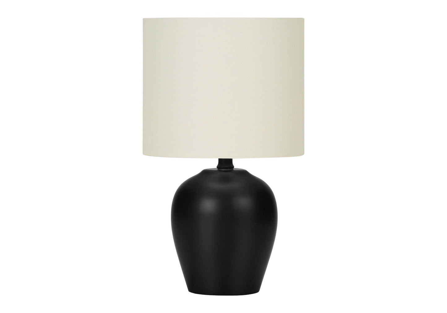 Table lamp transitional black ceramic spherical base with cream fabric shade HouseOfZazla on Tampa Home & Garden Store