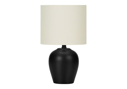 Table lamp transitional black ceramic spherical base with cream fabric shade HouseOfZazla on Tampa Home & Garden Store