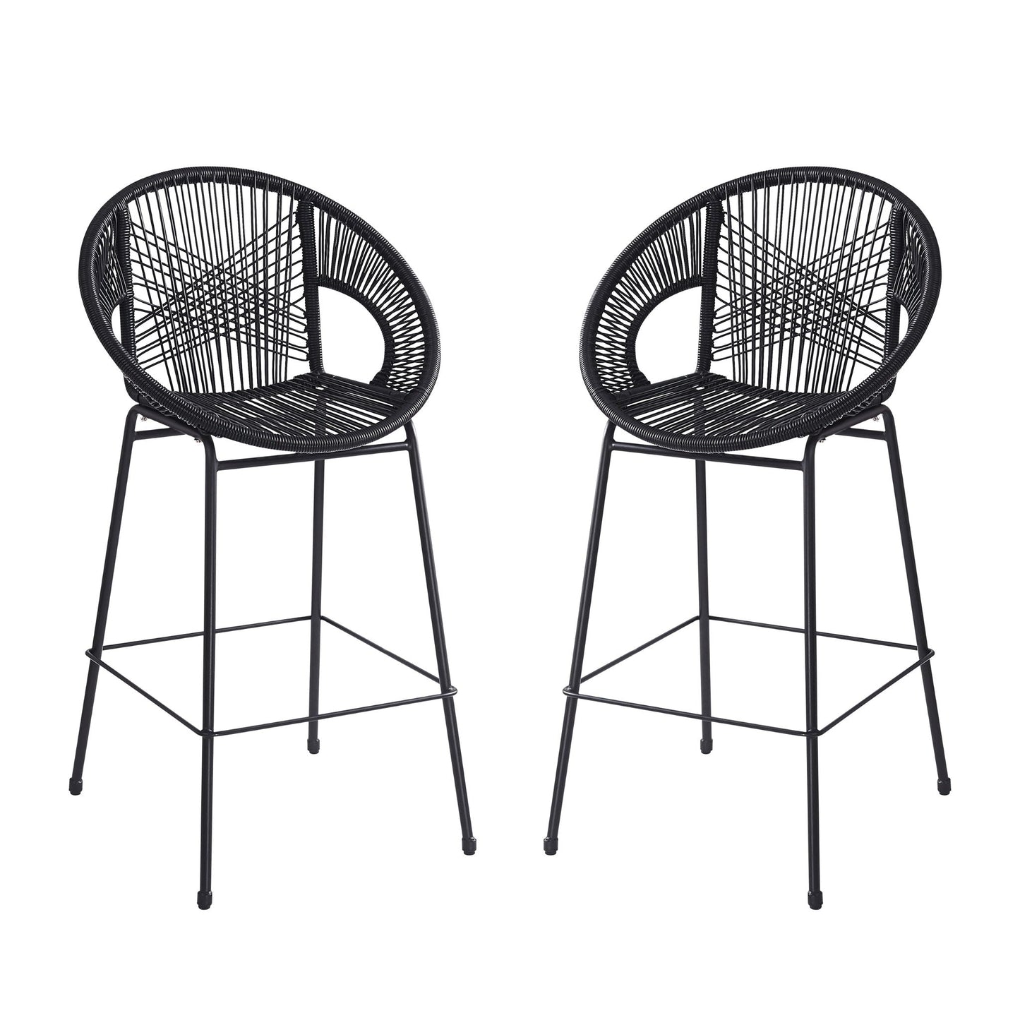 Ferrara outdoor barstool set of 2, black woven stools with metal legs by HouseOfZazla on Tampa Home & Garden Store